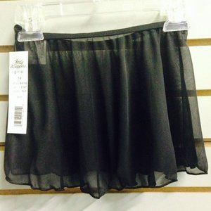 2 Pack Body Wrappers BW198 Girl's Large/XLarge Black Chiffon Pull-On Skirt